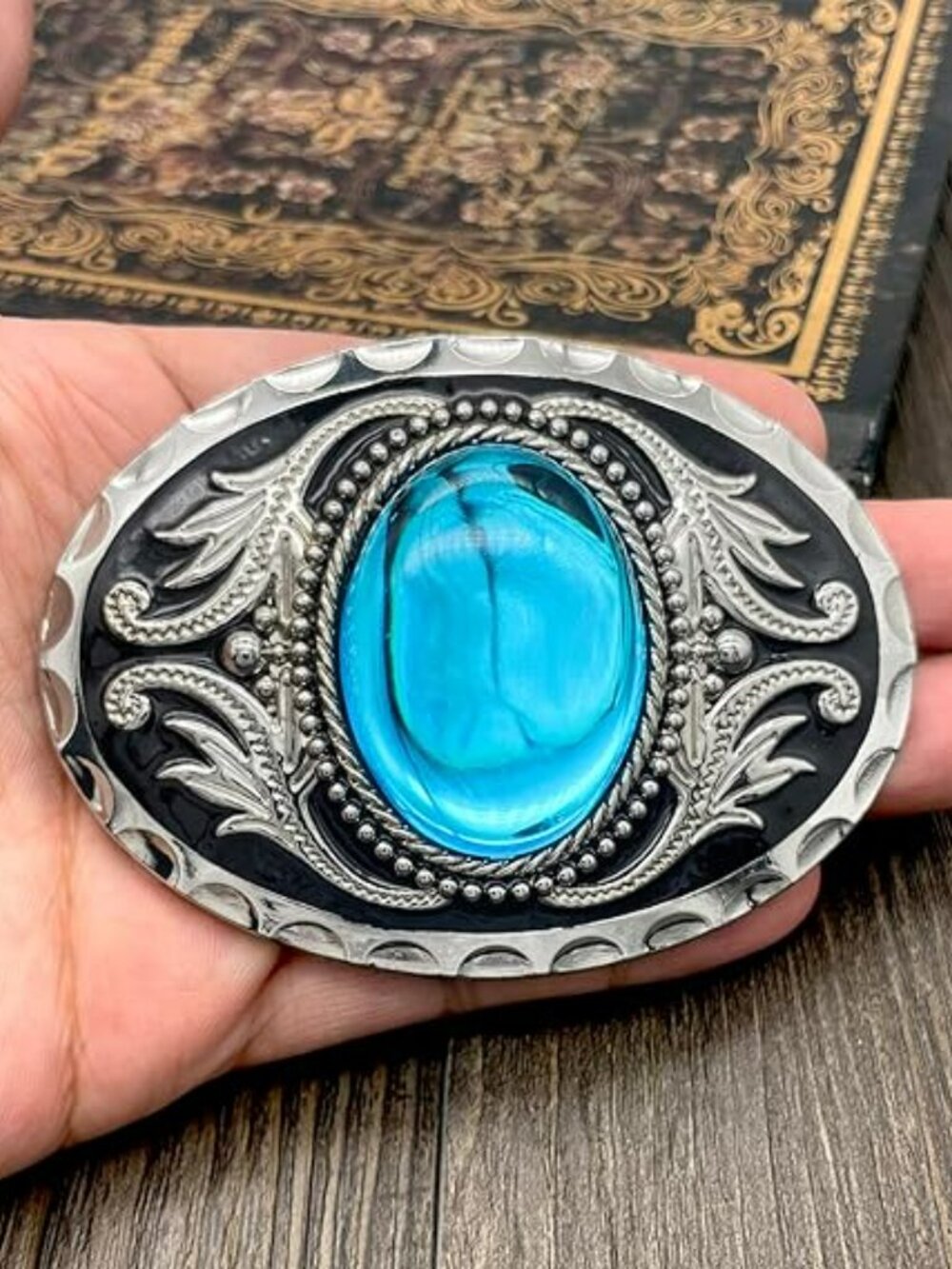 New - American Western Cowboy Cowgirl Turquoise Silver Belt Buckle Boho Country